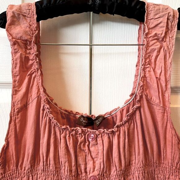 PEACH HIGH LO SUNDRESS WITH ELASTIC BODICE  100% COTTON SIZE 2X - Picture 4 of 7